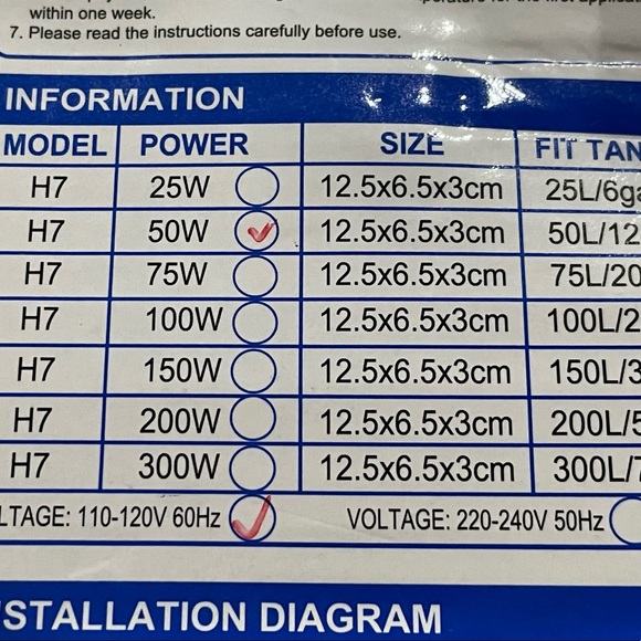H7 Series Eco Energy Saving Mini Digital Display Aquarium Heater 50W 50L/12gal - Picture 3 of 3